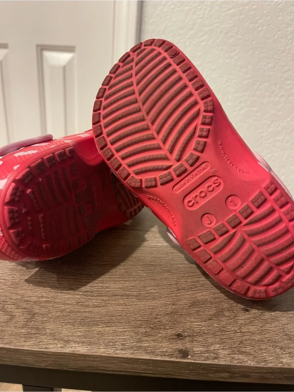 Disney Minnie Mouse Red and White Polka Dot Kids Croc Sandals with Pink Straps